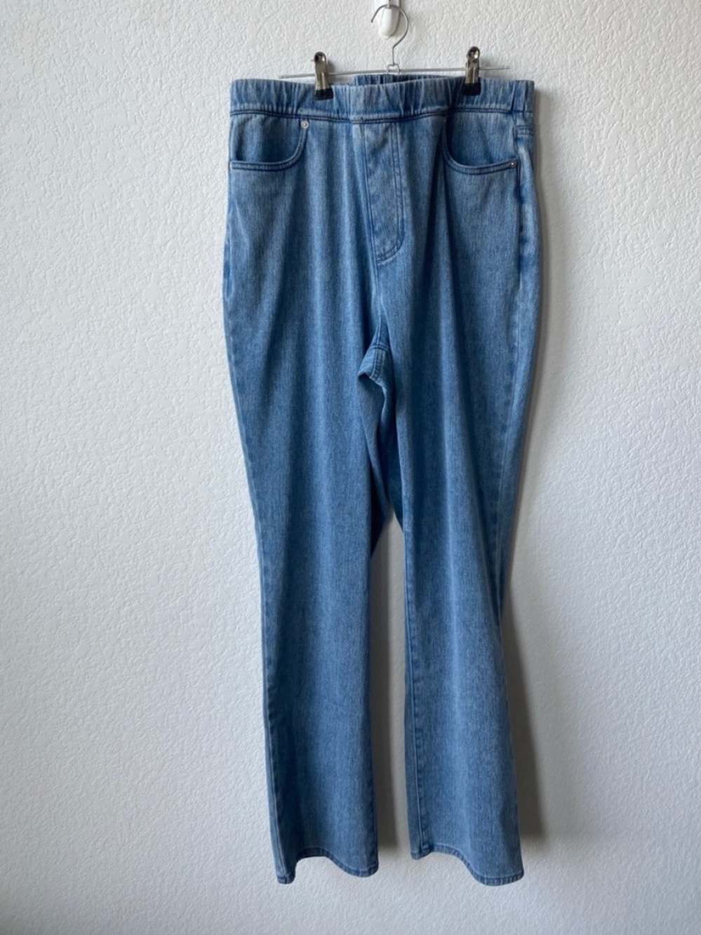 Lands' End Women Medium Wash Casual Denim Pull-On Jeans Size L 14-16 Blue